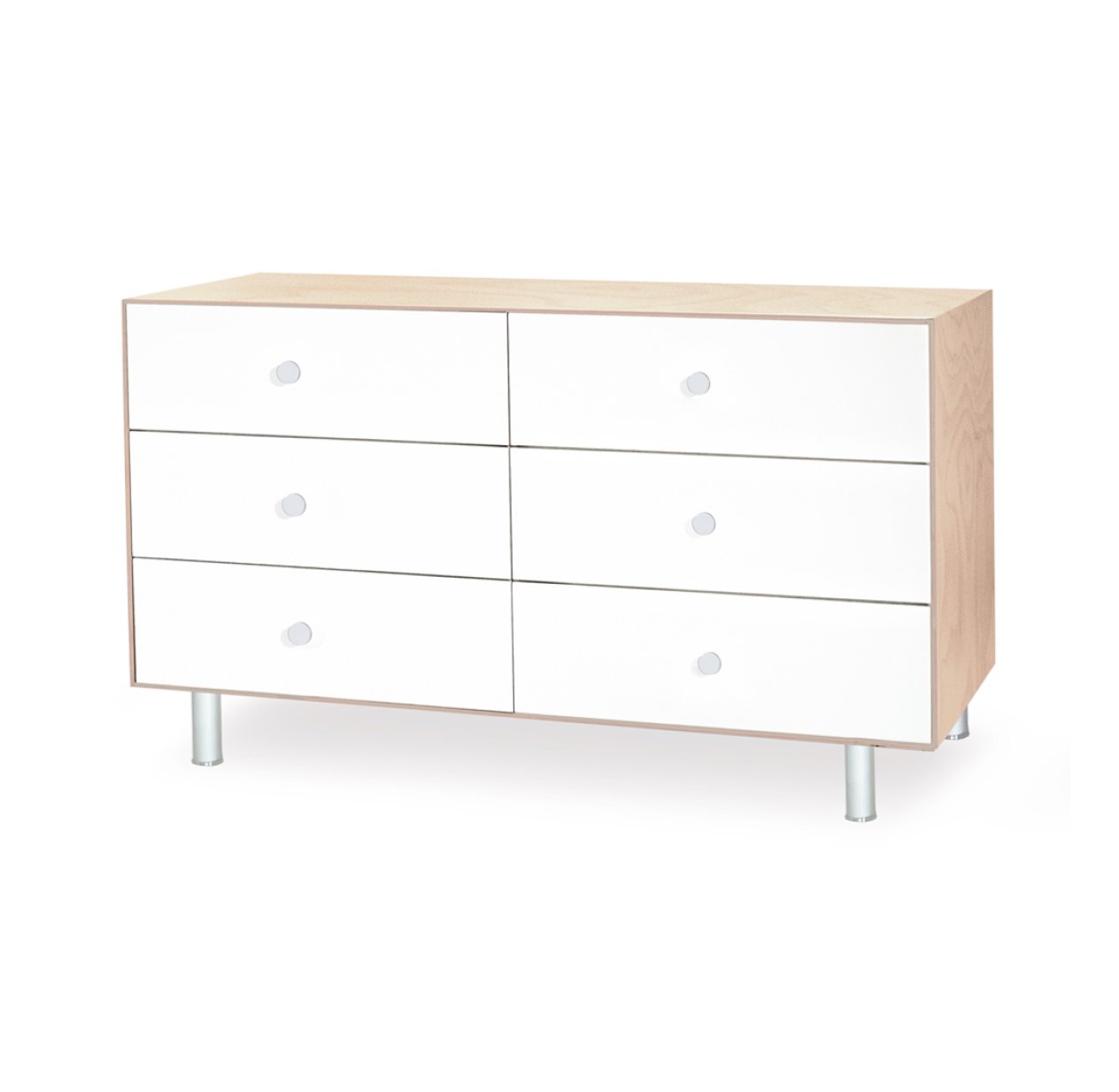 Commode Merlin Classic 6 tiroirs - Blanc/Bouleau